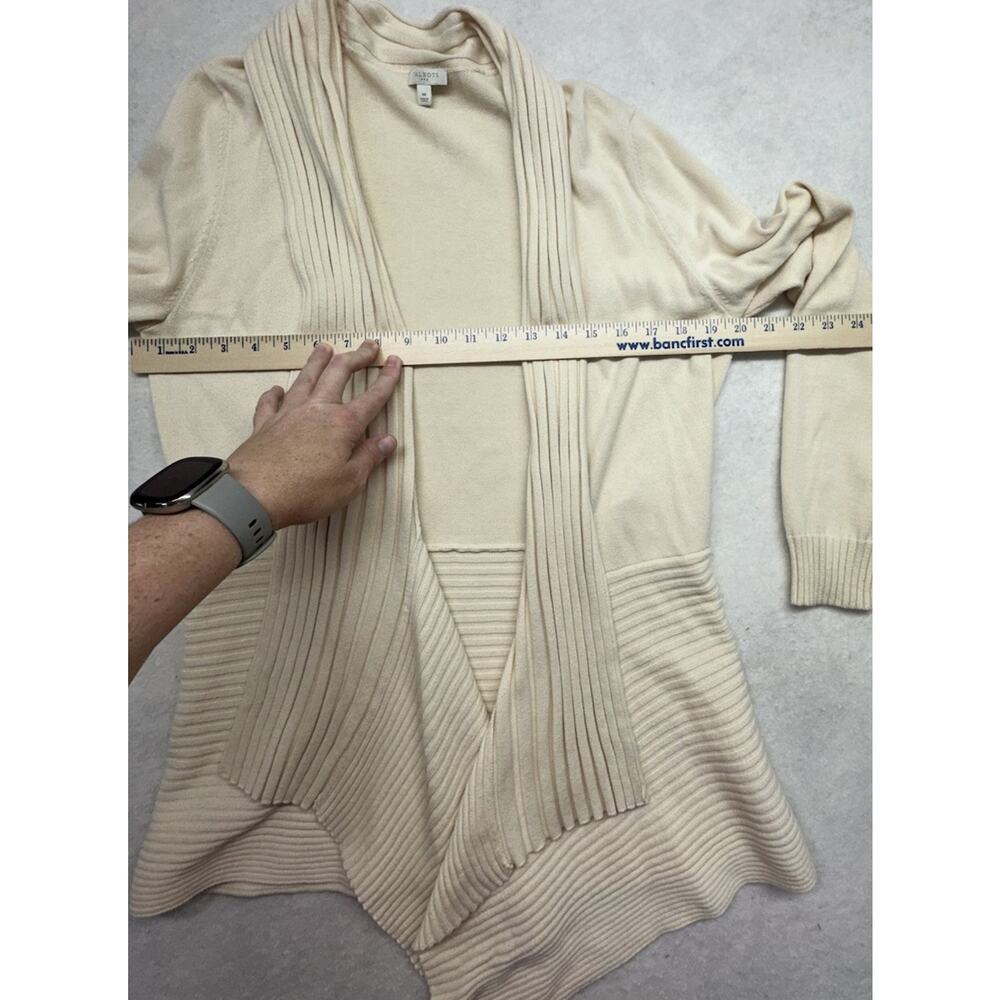 Talbots Womens Cardigan Size M Ivory Handkerchief Hem Open Drape 100% Cotton - Picture 5 of 8